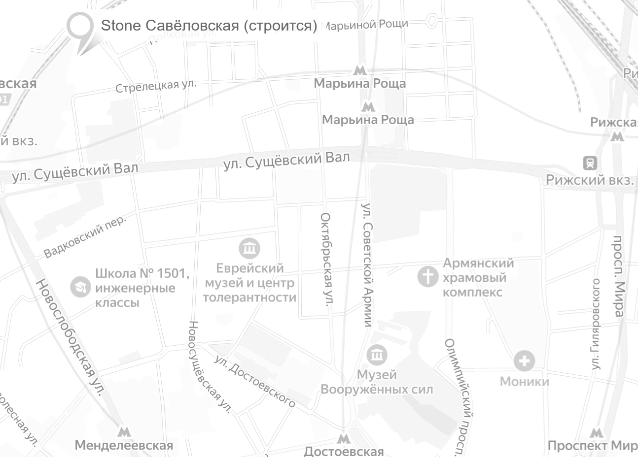БЦ Stone Савеловская на карте Москвы фон для портфолио сайта